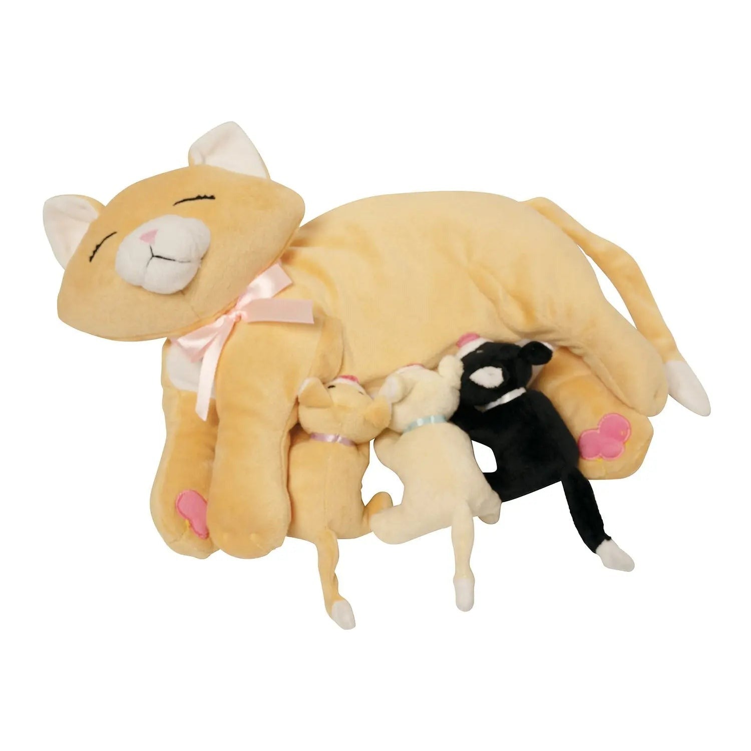 Nursing Nina Cat w Plush Kittens 10"